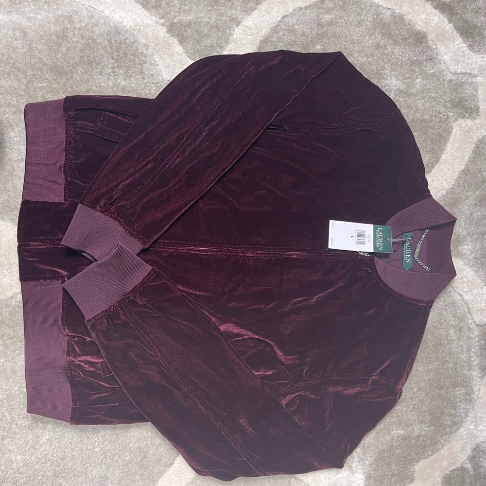 NWT Lauren by Ralph Lauren Velour Track Suit - Picture 2 of 5